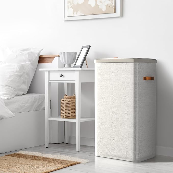 Sorbus Laundry Hamper with Lid - Collapsible Fabric Laundry Basket with Handles and Removable Laundry Bag – 26.5 Gallon (100 L) Dirty Clothes Hamper for Bedroom, bathroom and dorm (Beige)