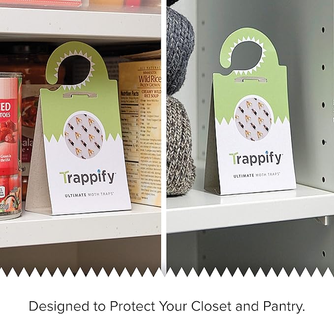Trappify Ultimate Adhesive Moth Traps for Clothes - Monitoring Pantry Moth Traps for Home, Kitchen, Closet, Cabinet, Storage Rooms, Cupboard |Easy Setup (24 Pack)