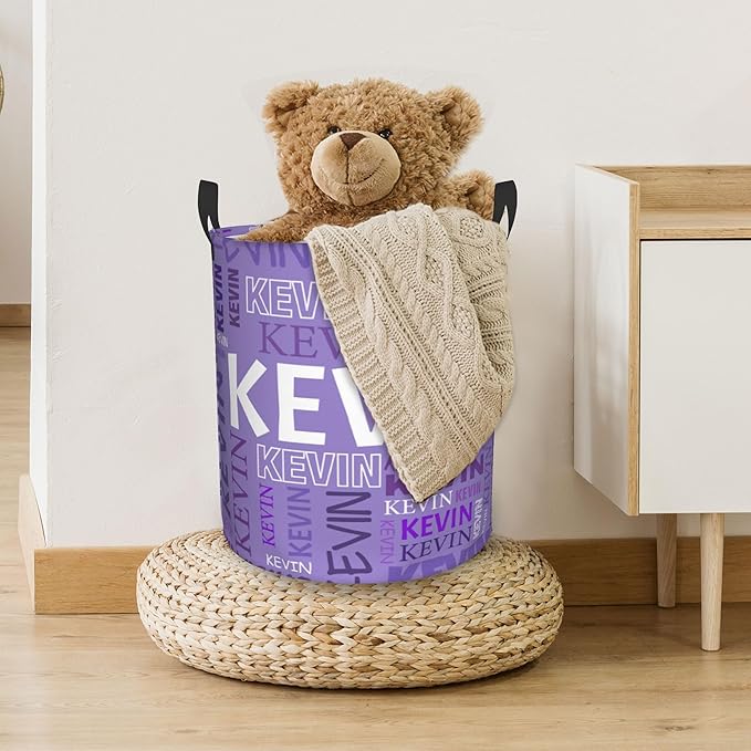 Custom Name Laundry Hamper, Personalized Dirty Clothes Hamper with Name for Bathroom Bedrooms Clothes Storage Organizer, Personalized Gifts for Boys Girls Men Women