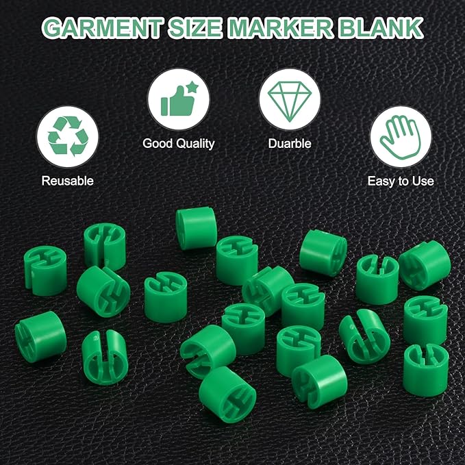 100-Pack Clothes Hanger Markers Blank, Plastic Garment Color Coded Size Clips Fit 3.5mm Rod for Clothing/Wire Hangers, Colored Coding Marker [Dark Green]