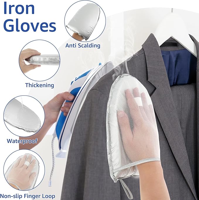 Over-The-Door Steamer Pad with Heat-Resistant Glove, Portable Vertical Ironing & Pressing Board, Ideal for Home & Travel Use, 45.27x18.89in, Convenient & Space-Saving Clothes Steamer