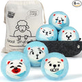 Wool Dryer Balls - Dryer Balls Laundry Reusable - 6-Pack XL Poly Bear Wool Balls for Dryer - Reusable Fabric Softener Ball - Laundry Wool Dryer Balls with Felt Dryer Ball Holder Storage