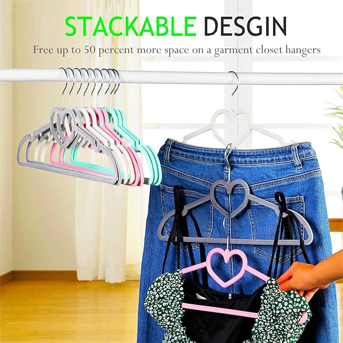 Velvet Hangers 20 Pack, 16" Non Slip Adult Hangers, Slim Clothes Hanger with 360 Degree Swivel Hook - Durable & Cute for Coats, Shirts, Dress (Grey)