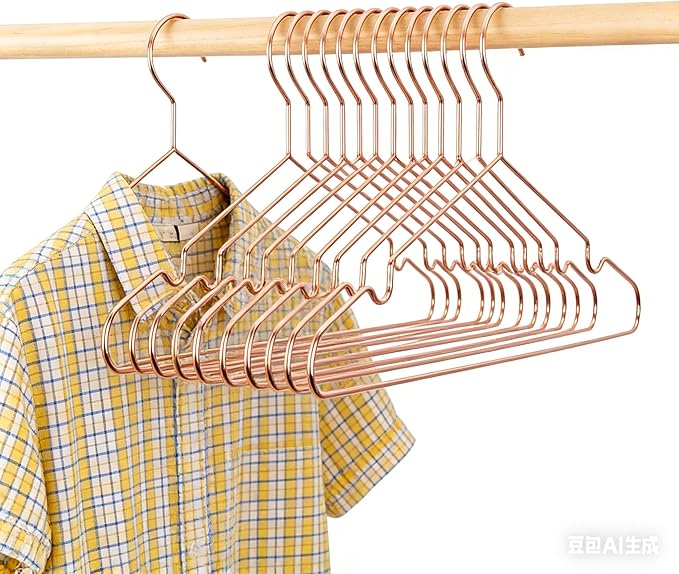Rose Gold Coat Suit Shirt Metal Wire Standard Clothes Hangers, 30 Pack Heavy Duty Shirt Blouse Hanger 16.5” Coat Suit Bridal Boutique Space Saving Slim Wire Hanger
