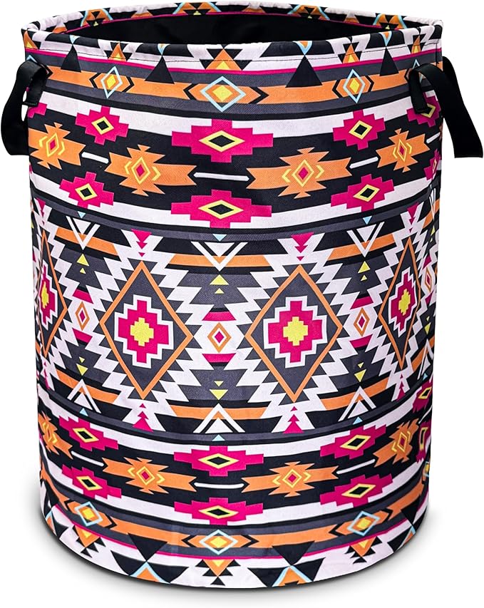 Ethnic Tribal Geometric Pattern Laundry Basket Foldable Oxford Cloth Funny Tote Bag Laundry Hamper Clothes Storage Bucket Toy Organizer For Bathroom/Laundry Storage/Bedroom 18.9x16.5 Inch
