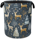 Woodland Deer Laundry Basket Collapsible Laundry Hamper, Oxford Cloth Storage Bin for Room/Bathroom/Bedroom/Dormitories 16" X 20.8"