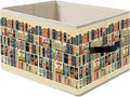 Vintage Book Lovers Storage Bin Box with Handles, Retro Bookish Foldable Organizer Basket Toybox for Reading Corner Room Library Bedroom Bathroom Home Clothes Toys Books