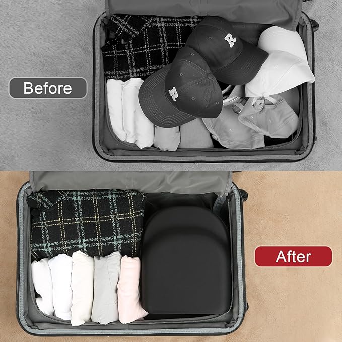 Hard baseball hat case, Hat Carrier Travel Case with Adjustable Shoulder Strap, Hat cap case for 6 Baseball Caps - Perfect for Traveling & At-Home Storage (Black with Grey)