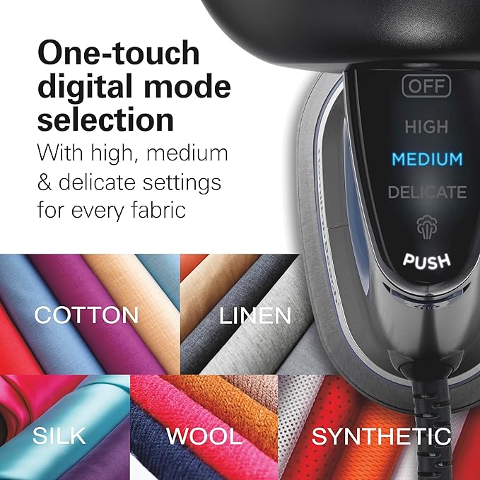 Hamilton Beach Durathon 3-in-1 Handheld Garment Steamer for Clothes & Steam Iron, 45 Second Heat-Up with 1700 Watts, 300ml Removable Water Tank, 27 Minutes of Steam, Auto Shutoff, Gray & Blue (11559)