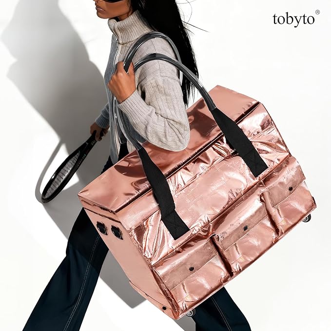 tobyto Reusable Grocery Bag on Wheels, 105L Foldable Rolling Tote, Shopping Trolley 66LBS Capacity - Water-Resistant for Laundry, Picnic, Storage & Travel