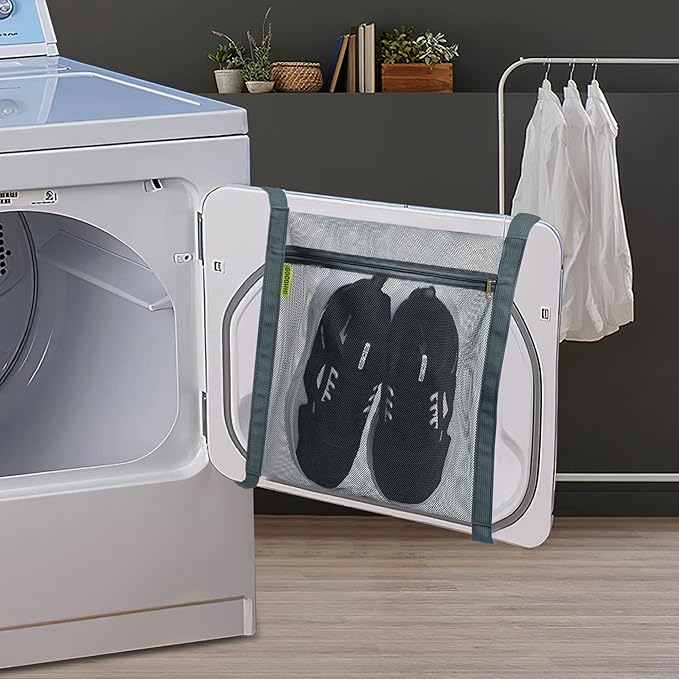 3 Pcs Sneaker Wash & Dry Net Bag for Dryer,15.7x13.8 Inch Large HoneyComber Mesh Bags with Zipper and Strap for Shoes, Clothing, Laundry Reused Bag Tool (Grey)