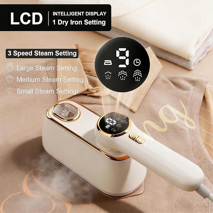 Travel Steamer for Clothes Portable, 1200W Handheld mini travel Steam Iron 4 Mode with LCD Displa Powerful Wrinkle Remover, Garment Steamer for Home, Dorm, Travel 120V