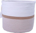 Cotton Rope Storage Bin,Natural Handmade Woven Hamper for Living Room,Blanket Basket for Clothes, Pillows, Towels (brown, 55L)