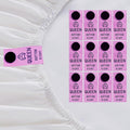 SheetSnaps Queen Sheet Labels – 12-Pack Pink Snap-On Sheet Size Tags – Easy Bed-Making & Linen Closet Organization – Machine Washable Sheet Markers for Queen Bedding