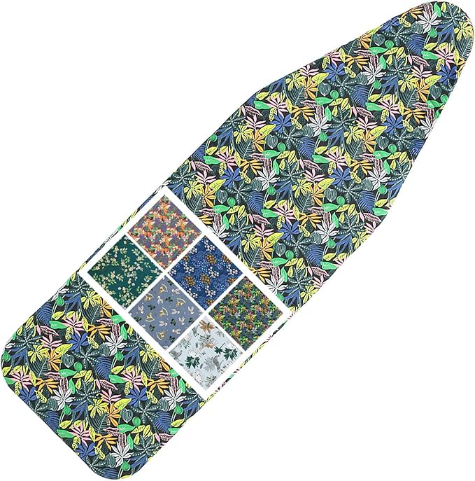Ironing Board Cover and Pad Standard Size 15 x 54,3 Pairs of Hook and Loop Fastener Straps,Elastic Edges,2 Layers Ironing Board Cover with Thick Padding (C Pattern)