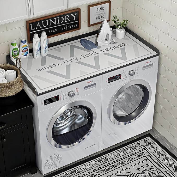 Washer Dryer Countertop, 27.5" x 54" Washer and Dryer Countertop with Non-Slip Pad,Large Laundry Topper for Laundry Room Organization,Black