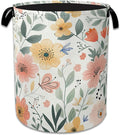 Floral Print Laundry Basket Collapsible Laundry Hamper with Handle, Waterproof Oxford Cloth Storage Bin for Bathroom/Bedroom/Dormitories 16 X 20.8 Inch