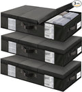 Underbed Storage Containers 3 Pack, Large Under Bed Storage Bins with Lids, Foldable Under the Bed Storage Drawer for Organizing Clothes, Shoes, Blankets, Pillows-PEVA Waterproof Material