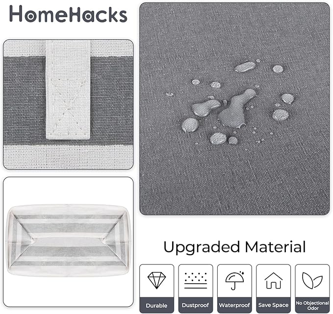 HomeHacks 3-Pack Large Laundry Basket, Waterproof, Freestanding Laundry Hamper, Collapsible Tall Clothes Hamper with Extended Handles for Clothes Toys in the Dorm and Family-(Gradient Grey, 88L)