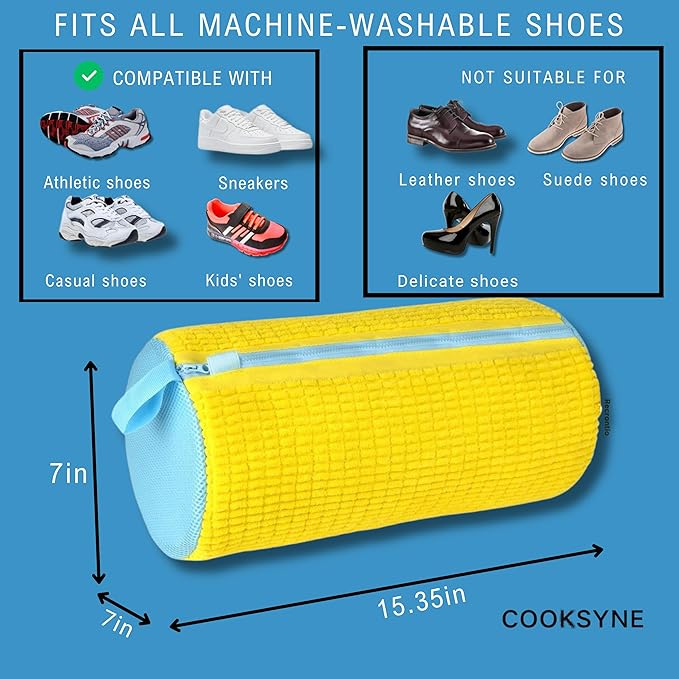 Shoe Washing Bags for Machine – 2 Pack Sneaker Laundry Bag with Sneaker Molds & Brush, Tennis Footwear Cleaner Kit for Washer and Dryer, Reusable Mesh Cleaning Set