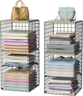6-Tier Closet Organizers and Storage, Closet Shelves with Adjustable Dividers & Wood Top, Dual-Layer Reinforced Storage Bins, Larger Capacity Clothes Shelf Basket for Closet Organizer System