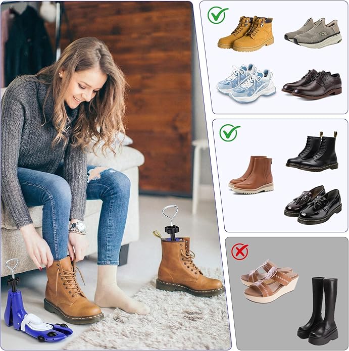 2Piece Shoe Stretcher Boot Stretcher for Men Women,Adjustable Length Width Height Expander for Wide Feet & Instep