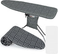 FIOBEE Ironing Board Cover and Pad Extra Thick Iron Board Pad with Heat-Resistant Mesh Padded Iron Board Covers Adjustable Buckle & Elastic Edges for 15x54 Standard Size Ironing Board, Black Stripe