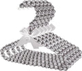 Mini Beaded Closet Hangers for Kid Clothes - Pack of 5, 7.8" Cute Organizers for Small Garments, Pet Outfits, Boutique Displays, Satin Bow Detail - Gentle Gray