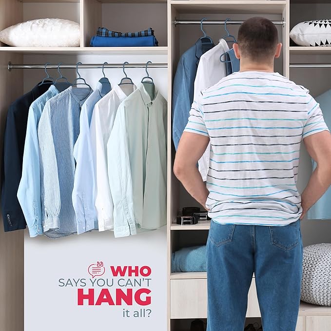 Neaties Large & Wide Heavy Duty Clothes Hangers 12 Pack – Made in USA – Ideal for Plus Size Clothing – 10lb Plastic Hangers with Notches for Oversized Adult Coats & Pants – Blue