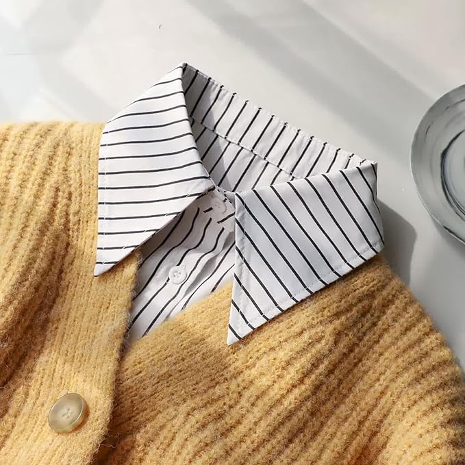 GUZOSJO Blue Striped Detachable Collar Shirt,Dickey Half Blouse False Collar for Lady Girls Men