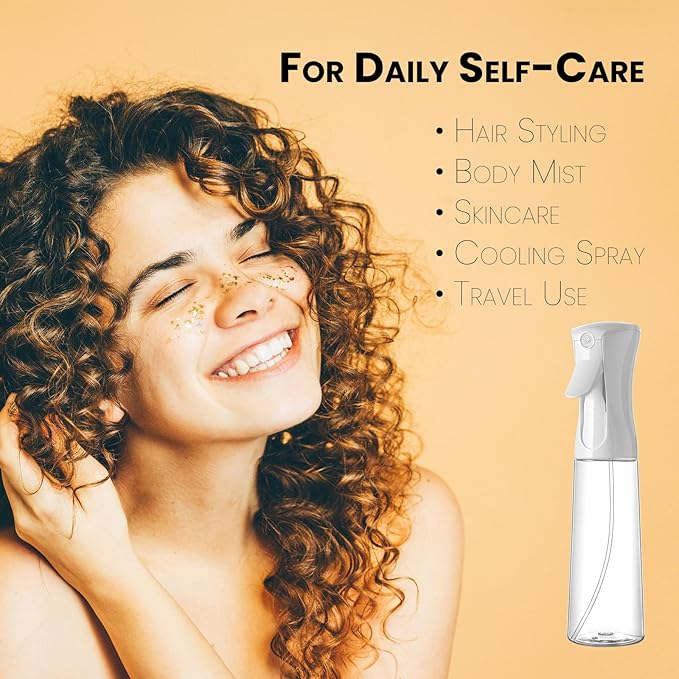 Mistifi Continuous Ultra Fine Mist Spray Bottle – Refillable Water Mister for Hair, Hairstyling, Barber, Salon, Plants, Cleaning, Skincare – (350ml 1Pc, Transparent bottle)