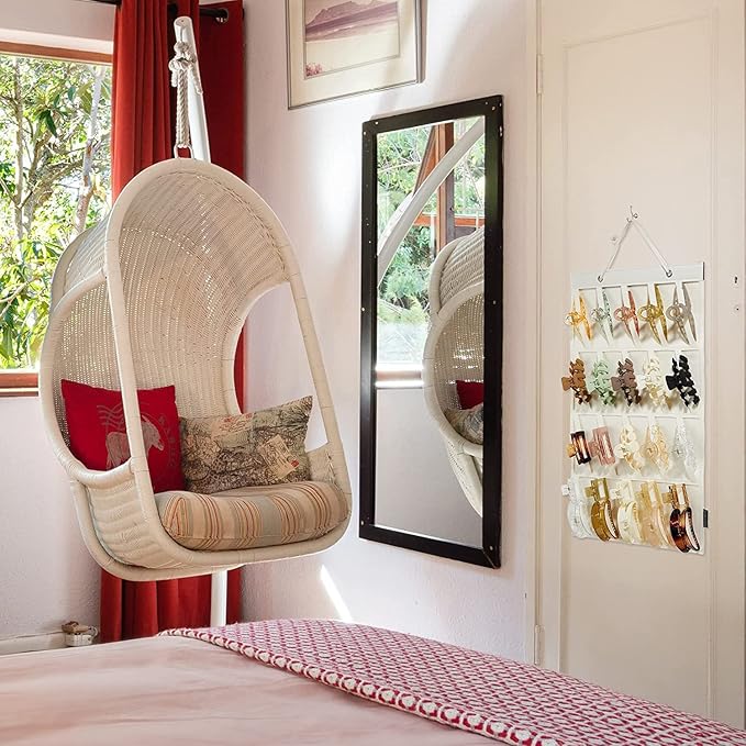 Rentoudu Haya Claw Clip Organizer Holder - Hanging Claw Clip Storage for Women & Girls - Wall, Door, Closet Display - Off-White, 1Pcs