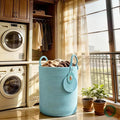 Modern Granny Extra Large Cotton Rope Laundry Hamper 16x22 Inch Dual Secure Woven Handle for Living Room Closet Clothes Blanket Organization