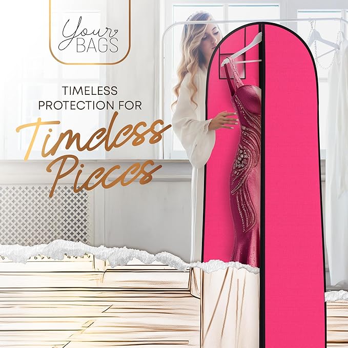 72" Tapered Long Dress Bags for Gowns - Wedding Dress Garment Bag for Dresses - Long Garment Bags for Hanging Clothes & Closet Storage, Dress Bag for Airplane