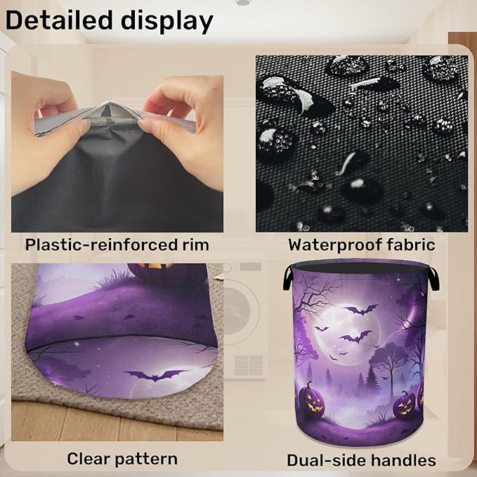 Pumpkin Party Foldable Laundry Hamper - Waterproof Fabric Storage Basket with Handles, Clothes Hampers for Laundry,Bedroom,Dorm