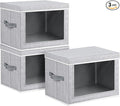 Storage Bins with Lids, 3 Pack Large Storage Cubes with Window, Closet Bins with Lids & Handles, Fabric Box for Organizing Clothes, Towels, Books, Blended