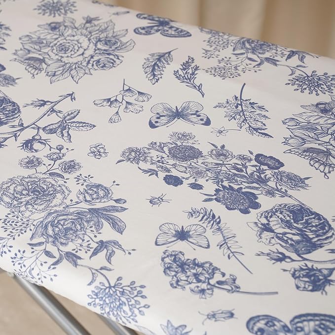 Extra Large Ironing Board Cover and Pad 23x63”, Iron Board Cover with 6mm Thick Felt Padding, Drawstring, Hook and Loop Fasteners, Flowers & Butterflies