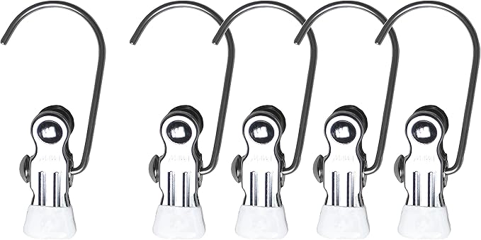Mawa by Reston Lloyd Accessory Portable Non-Slip Semi Round Single Hook Hanging Clothes Pins/Clips for Laundry or Travel, Style K/1, Set of 5, White