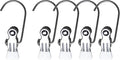 Mawa by Reston Lloyd Accessory Portable Non-Slip Semi Round Single Hook Hanging Clothes Pins/Clips for Laundry or Travel, Style K/1, Set of 5, White