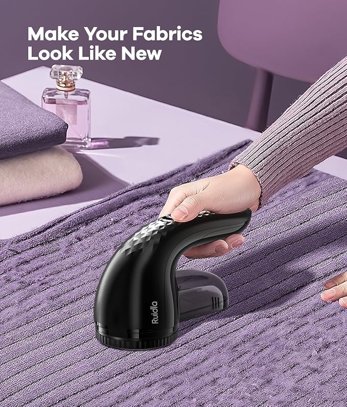 Lint Remover, Fabric Shaver for Clothes and Furniture, Sweater Shaver with 6-Leaf Blades & Safety Lock, Lint Shaver Fabric Shaver 4 Times Efficiency to Remove Pilling