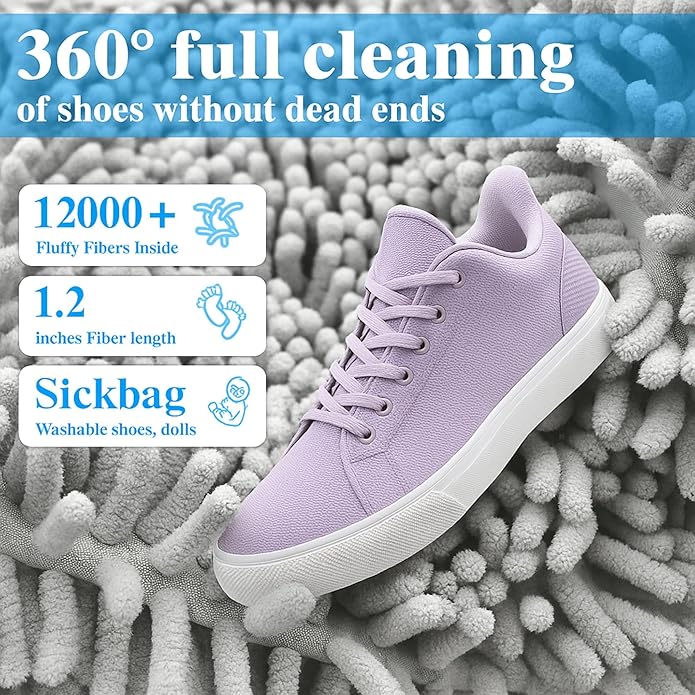 XXL Shoe Washing Machine Bag Set with Brush and Hanger, White Mesh Laundry Bags for Sneakers, 2 Pack