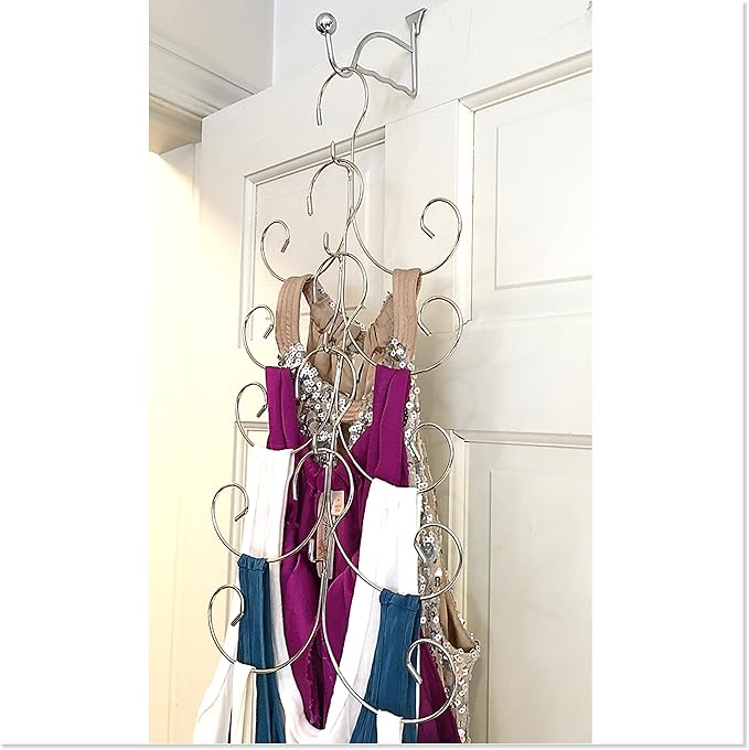 Non-Slip Cascading Hanger - Curly Hanger for Tank Tops, Sports Bra, Yoga Tops, Lingerie, Swimsuits by Boottique (Chrome- Set of 10)