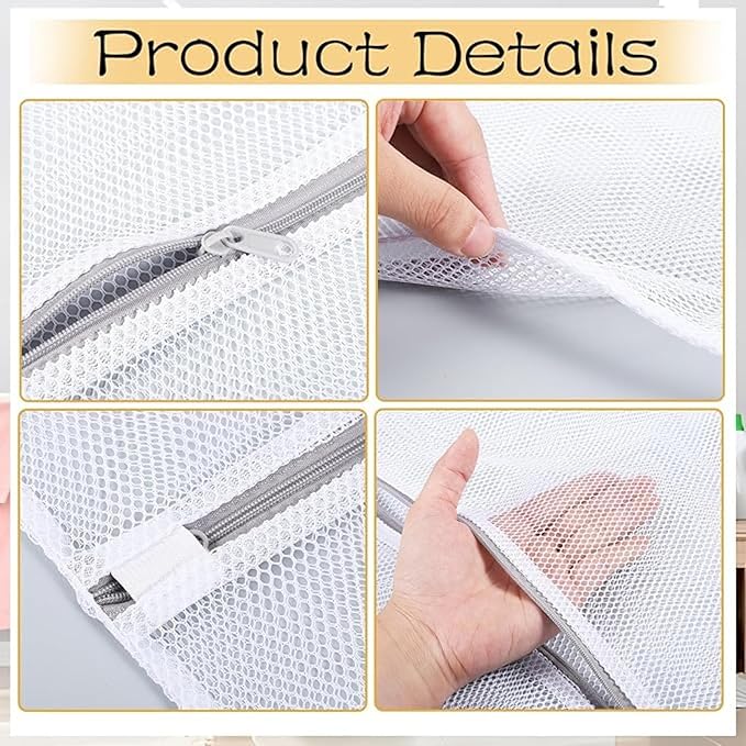 2 Shoe Laundry Bag & 1 Mesh Wash Bag Set – Sneaker Washing Bag for Machine Wash, Delicates Laundry Bags with Zipper for Shoes, Bras, Underwear, Sweaters & Activewear – Durable, Protective, Reusable