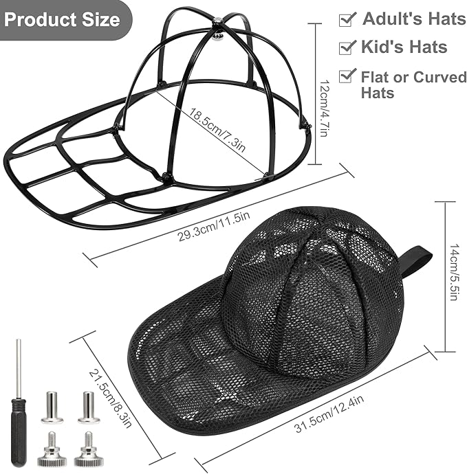 Hat Washer Cage for Washing Machine, Hat Washer Cage，Baseball Cap Washing Cage,Cleaning and Protecting Hats in Dishwasher