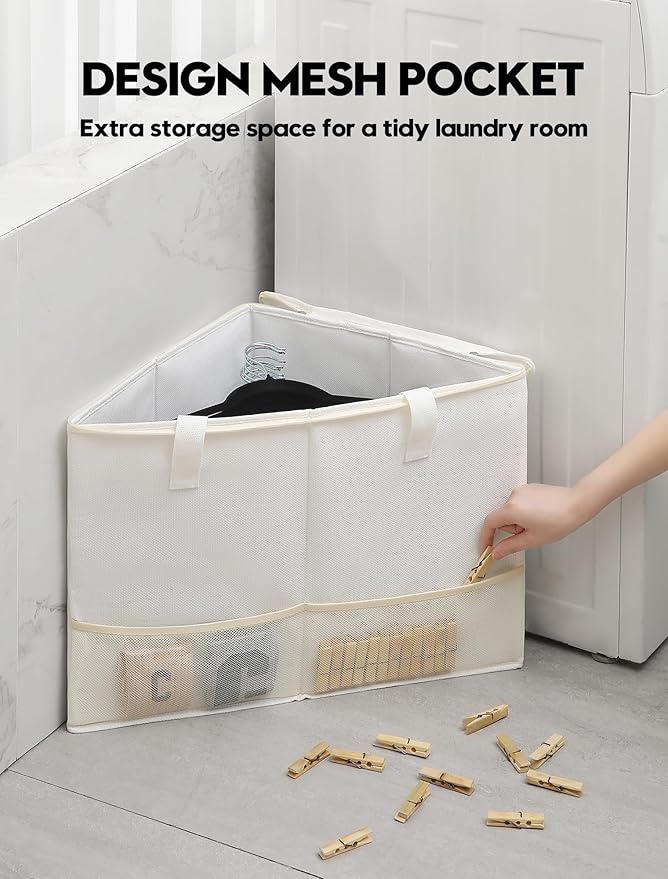 2 Pack Rigid Hanger Organizer, Triangle Storage Bin with Lid, Hanger Holder Stand for Space Saving, Clothes Organizer Stacker for Closet Laundry Rooms