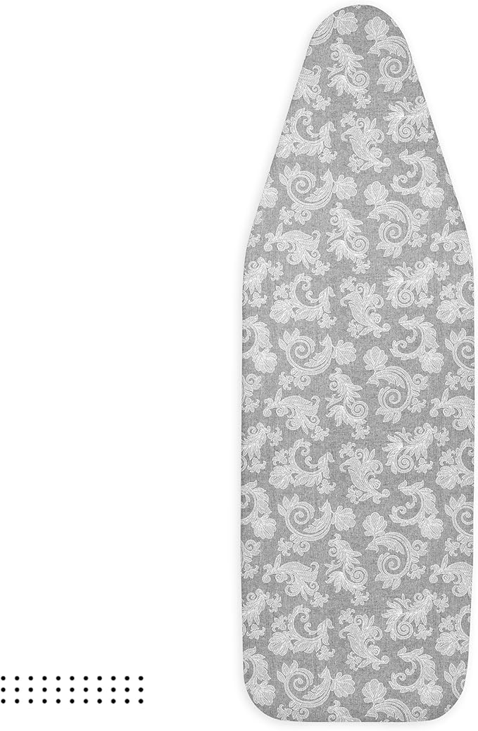Encasa XO Ironing Board Cover with 4mm Extra Thick Felt Pad for Steam Press – Grey - (Fits Standard Boards of Medium, 42"x14") Elastic Fitting, Heat Reflective, Protective