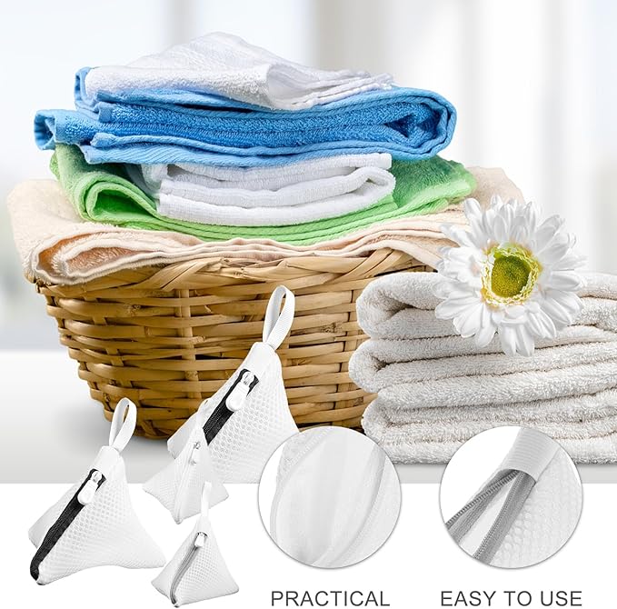 Healifty Mini Mesh Laundry Bags 3-Pack Polyester Wash Bags with Zipper for Machine Washing Delicates Bra Underwear Hosiery Travel and Home Use