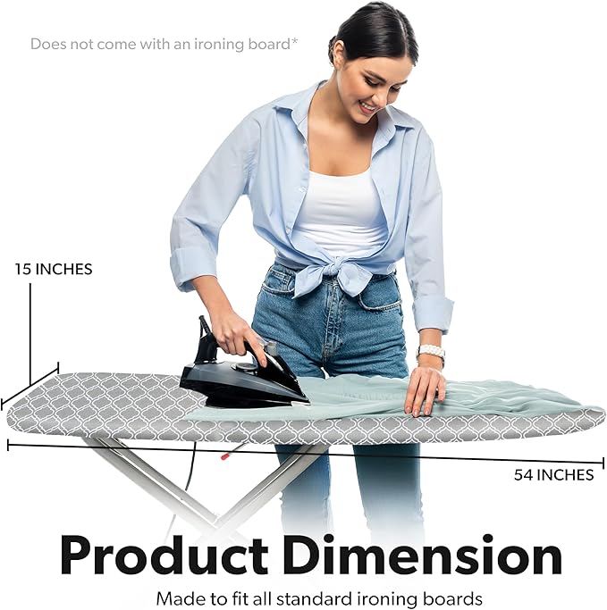 Home Intuition Iron Scorch Resistant Ironing Board Cover and Pad, 15x54, Standard Size Coated Thick Padding