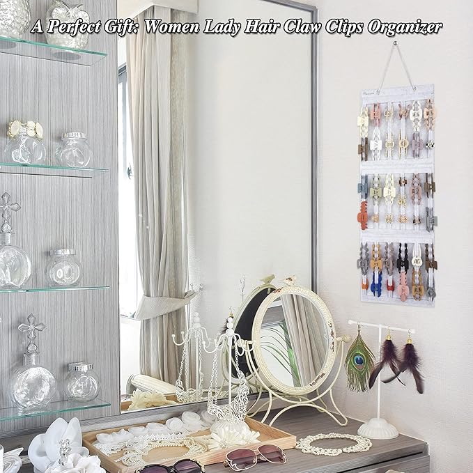 Hanging Claw Clips Holder for Women, Claw Hair Clips Storage Organizer for Lady, Hair Banana Barrettes and Butterfly Jaw Clip Display Stand Holder. (Gray)