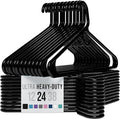 NEATERIZE Ultra Heavy Duty Plastic Clothes Hangers - Black - Durable Coat, Suit and Clothes Hanger. Perchas De Ropa (24 Pack - Black)